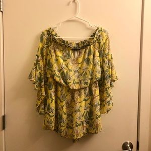 LULUS spring / summer off the shoulder romper in yellow and S